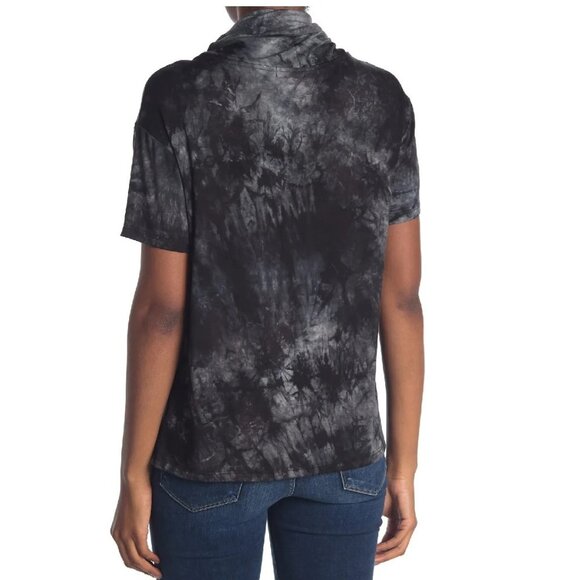 MAX & ASH 2-in-1 Adult Face Mask Slouchy T-shirt  In Td Black Marble - Picture 2 of 3